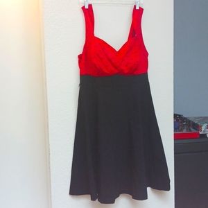 Torrid size 16 Dress Satin Red Top / Black stretch lower